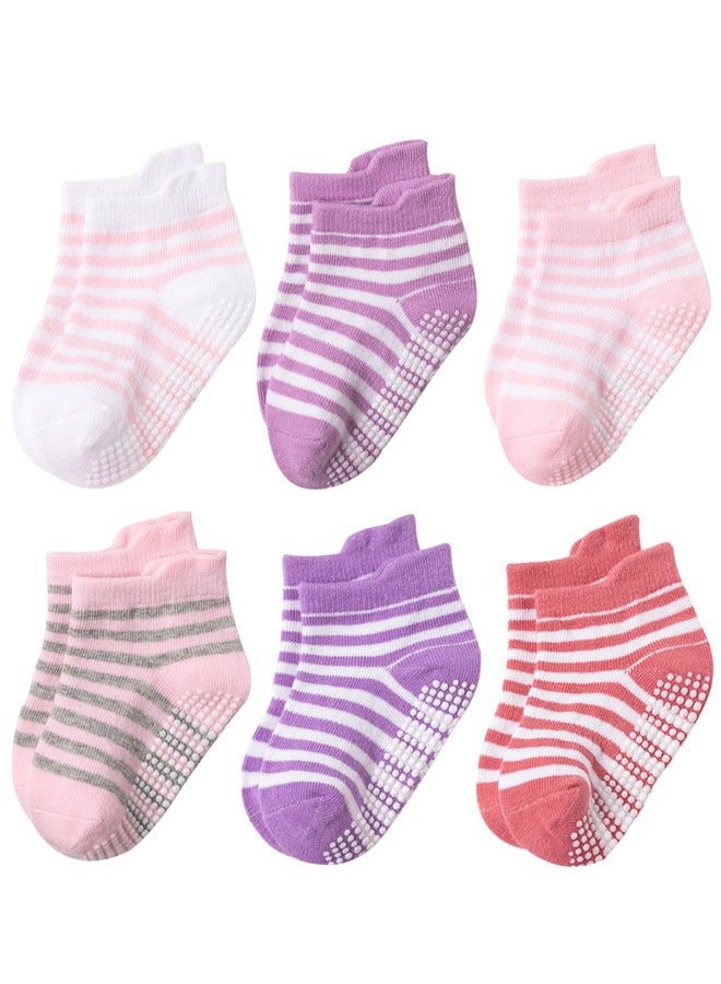 HAWAWA 6/12 Pairs Non Slip Toddler Socks  Cotton Infant Baby Kids Grip Socks for Boy Girls Anti Skid Ankle Socks(3-5years old) - Image 1