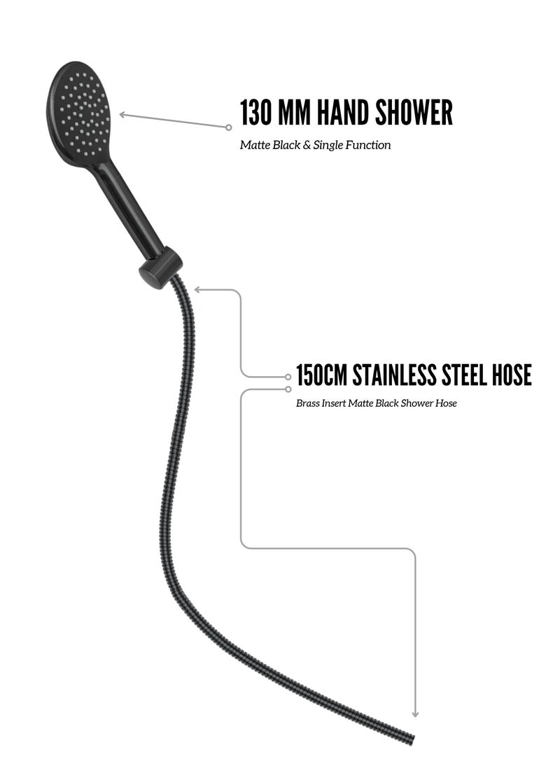 MAAT Deluxe Jet Black Sliding Shower Set | Matte Black Finish | Adjustable Rail | Made in Turkey  - Image 2