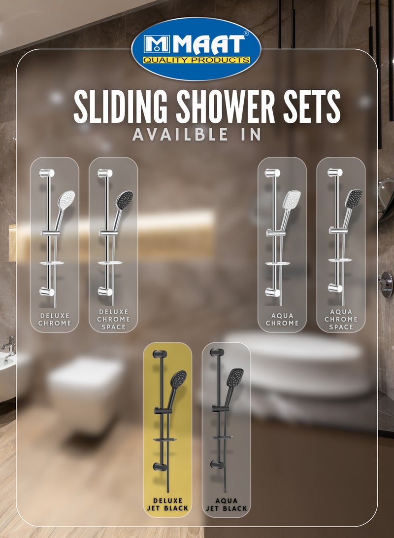 MAAT Deluxe Jet Black Sliding Shower Set | Matte Black Finish | Adjustable Rail | Made in Turkey  - Image 5