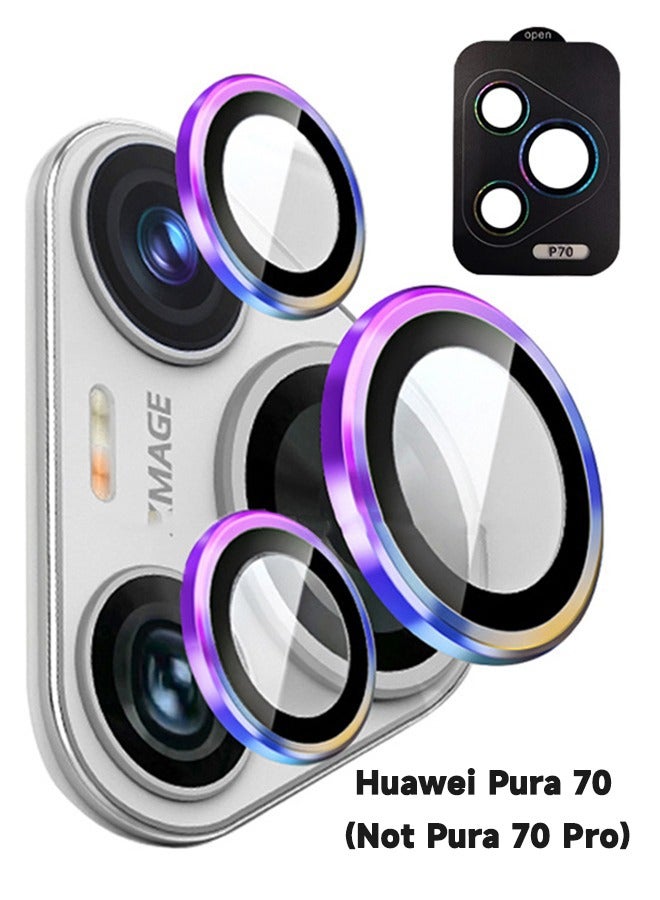 Huawei Pura 70 (Not Pura 70 Pro) Camera Lens Protector, HD 9H Tempered Glass Camera Screen Protector, Metal Ring Lens Cover for HUAWEI Pura 70, 1 Set  (Installation Tray Alignment Kit, Multi-Colour) - Image 1