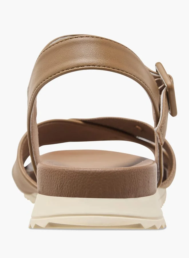 Le Confort Women Textured Cross Strap Sandals with Buckle Closure