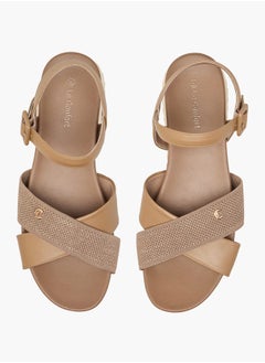 Le Confort Women Textured Cross Strap Sandals with Buckle Closure  - Image 1