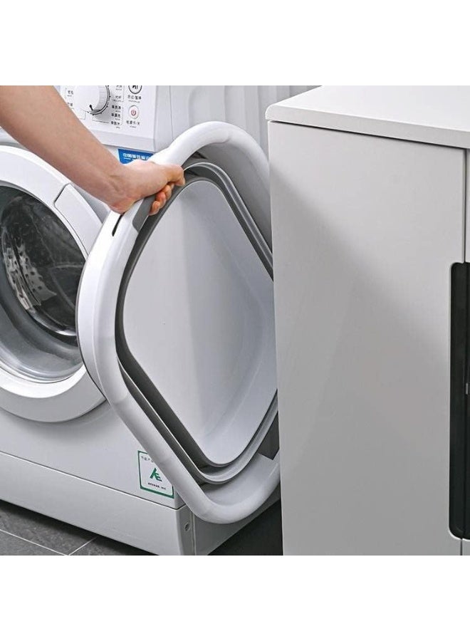 حوض استحمام قابل للطي محمول للأطفال  وحديثي الولادة ، حوض استحمام للحيوانات الأليفة والقطط والكلاب، سبت غسيل بلاستيك بتصميم بيضاوي قابل للطي سعة 28 لتر، لون رمادي - Image 3