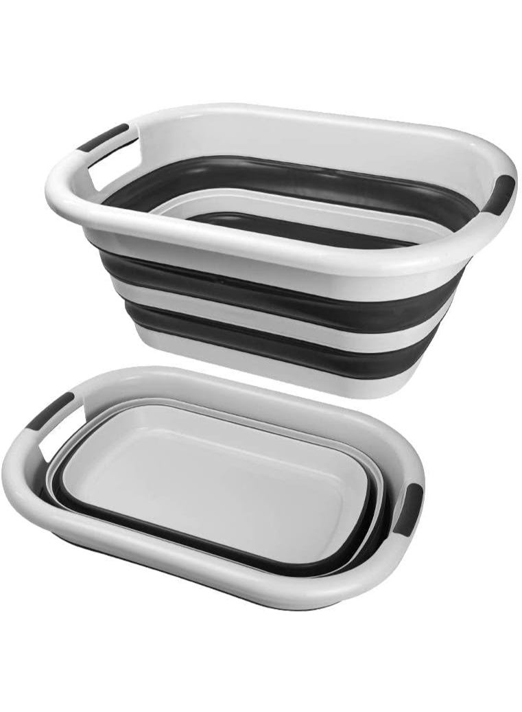 حوض استحمام قابل للطي محمول للأطفال  وحديثي الولادة ، حوض استحمام للحيوانات الأليفة والقطط والكلاب، سبت غسيل بلاستيك بتصميم بيضاوي قابل للطي سعة 28 لتر، لون رمادي - Image 1