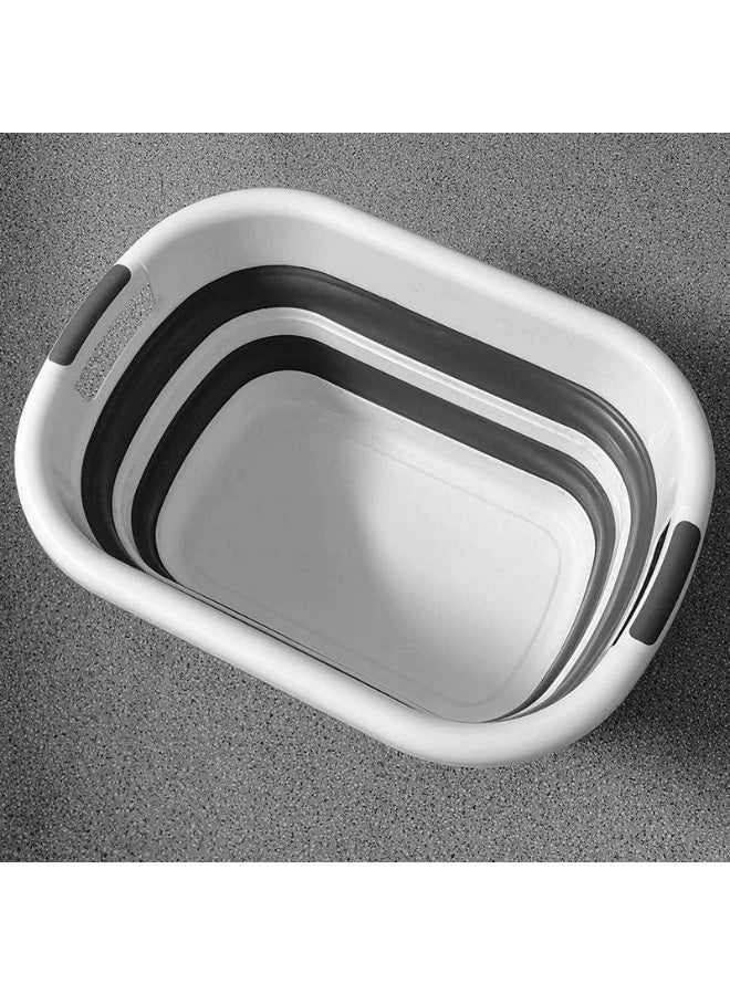 حوض استحمام قابل للطي محمول للأطفال  وحديثي الولادة ، حوض استحمام للحيوانات الأليفة والقطط والكلاب، سبت غسيل بلاستيك بتصميم بيضاوي قابل للطي سعة 28 لتر، لون رمادي - Image 5