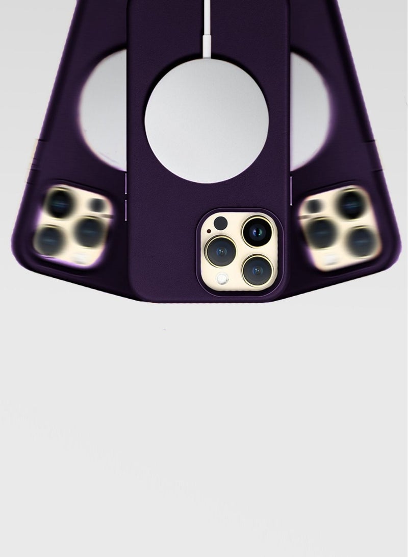 Techie Premium Leather Magsafe Back Case for Apple iPhone 14 Pro Purple - Image 3