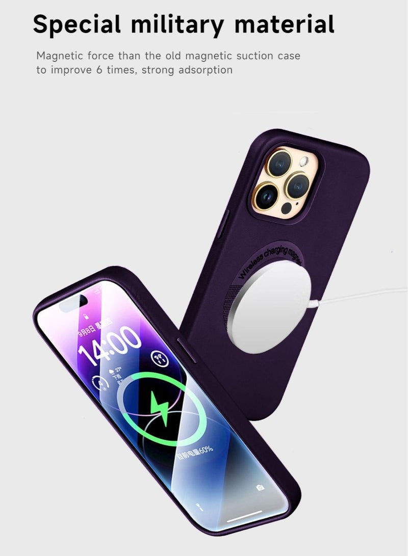 Techie Premium Leather Magsafe Back Case for Apple iPhone 14 Pro Purple - Image 5