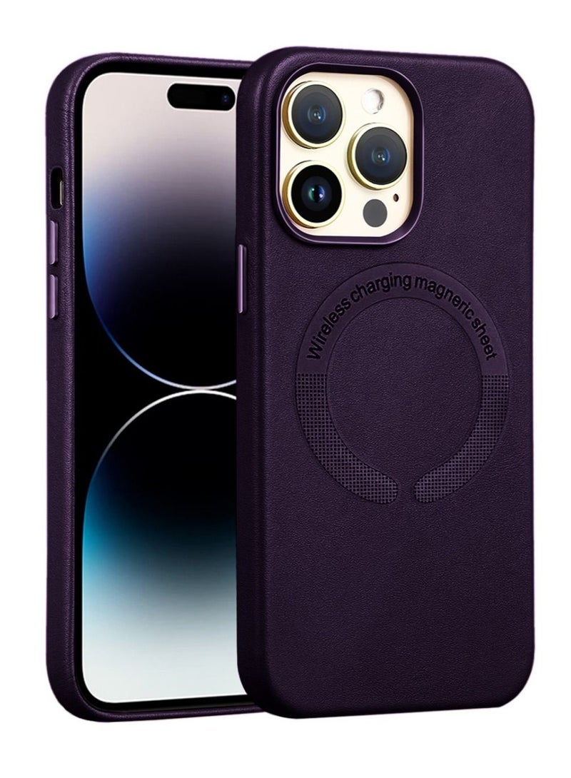 Techie Premium Leather Magsafe Back Case for Apple iPhone 14 Pro Purple - Image 1