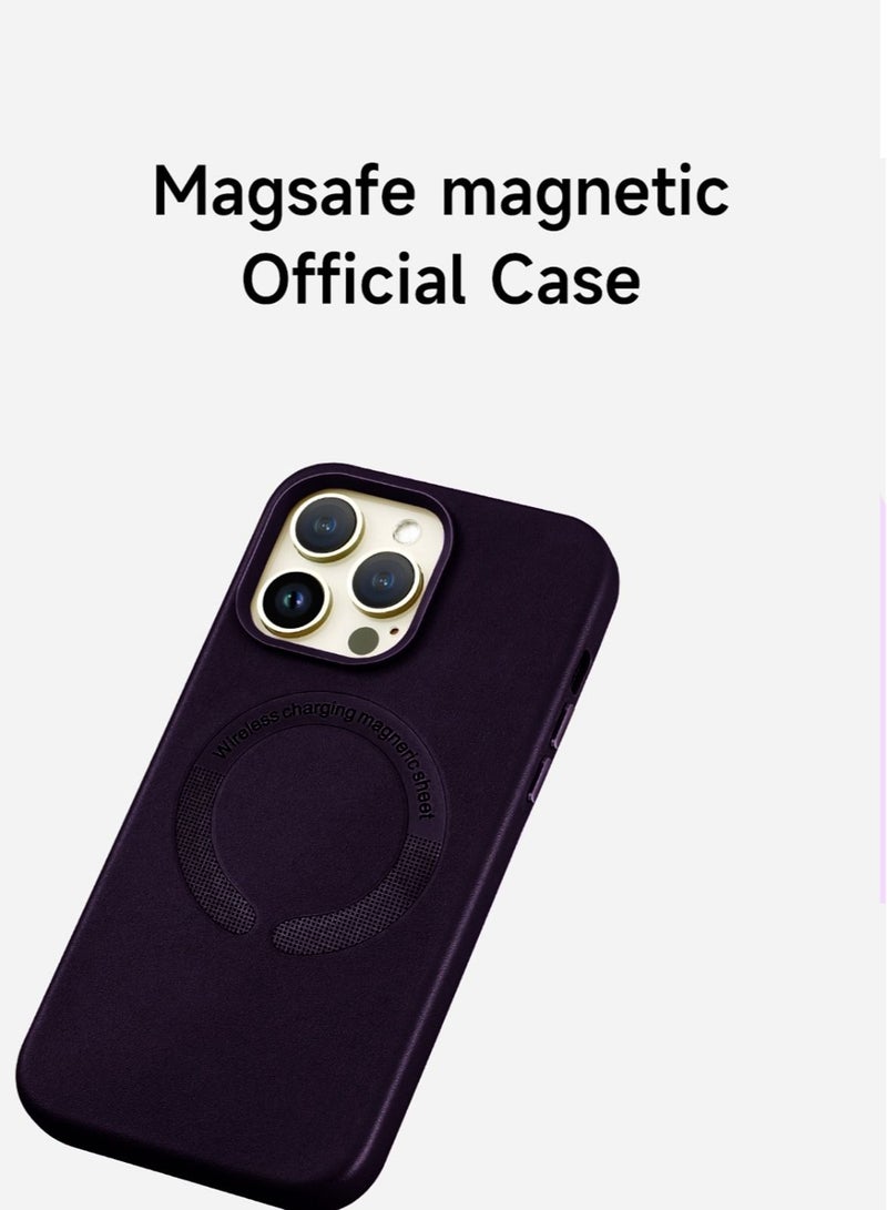 Techie Premium Leather Magsafe Back Case for Apple iPhone 14 Pro Purple - Image 4