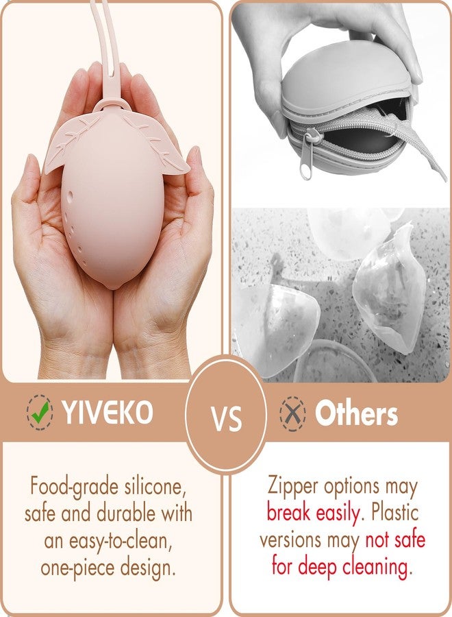 YIVEKO Silicone Pacifier Holder Case Binky Holder Baby Silicone Pacifier Case for Boys Girls Portable Paci Pouch for Newborns 3 Pack-Ivory+Sage+Baby Blue - Image 3