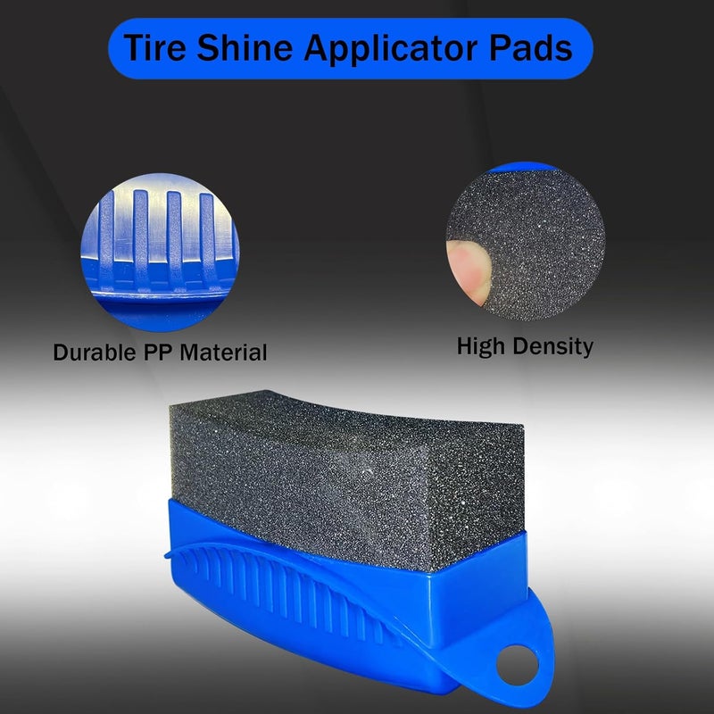 RXALASKA 2 Pack Tire Shine Applicator Pads, Curved Tire Sponge Applicator Forms, Reusable Tire Gel Applicator Pads with Lid, Ergonomic Handle Tire Dressing Applicator for Detailing (Blue) - Image 2