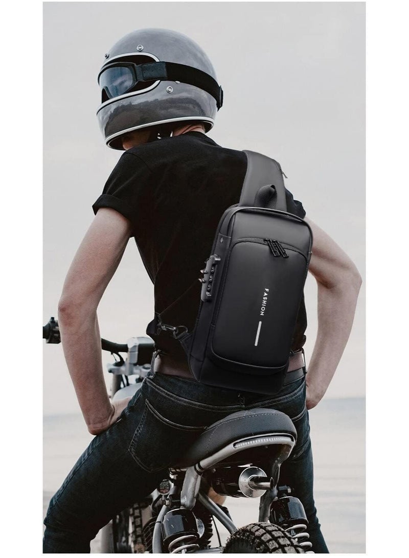 FASHION Anti theft Crossbody Sling Bag,Waterproof Chest Daypack with USB Charging, Shoulder Backpack for Men Women - Image 2