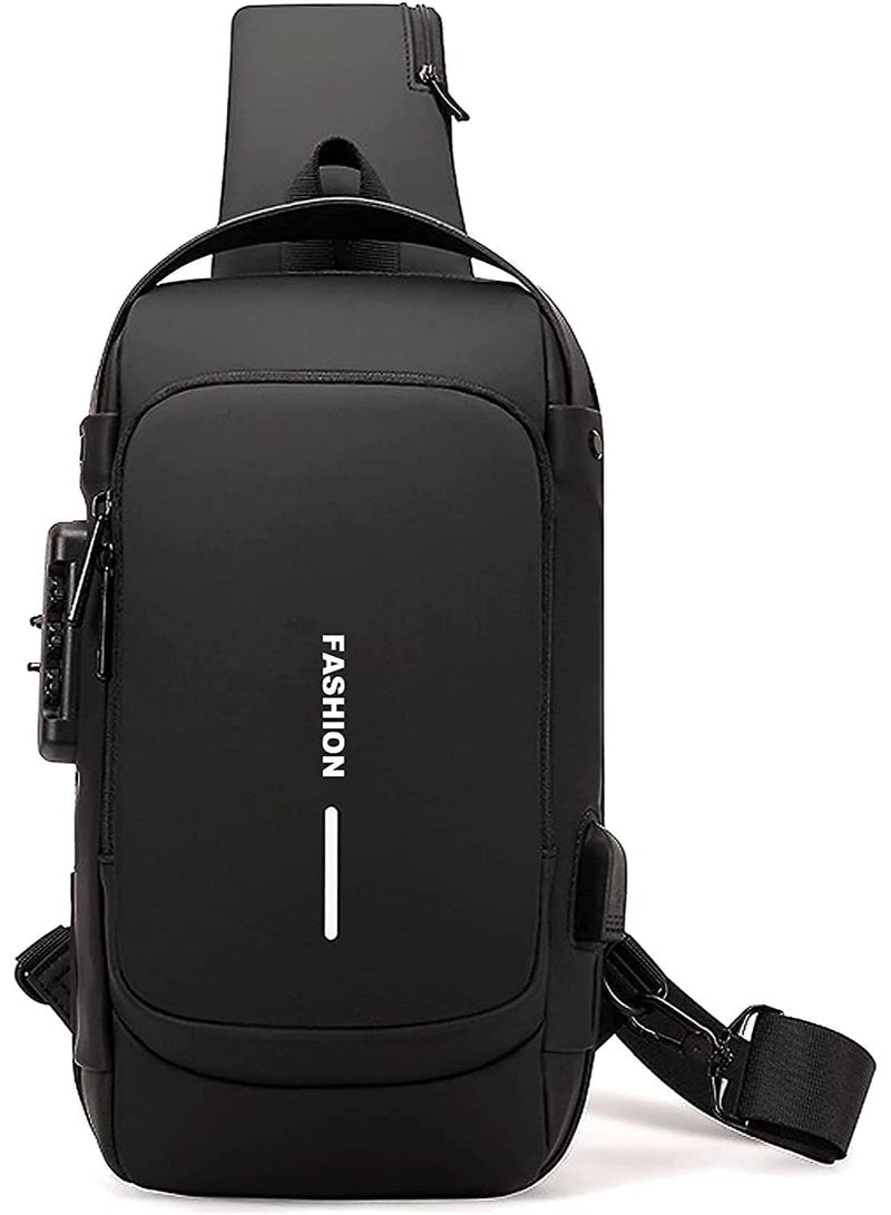 FASHION Anti theft Crossbody Sling Bag,Waterproof Chest Daypack with USB Charging, Shoulder Backpack for Men Women - Image 1