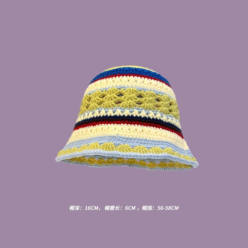 Handmade Wool Hat Japanese New Hollow Flower Knitted Fisherman Hat Children'S Sweet All-Match Small Face - Image 4