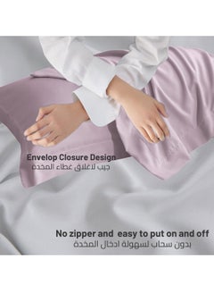 Donetella Microfiber Pillowcases 2-Pcs Soft Pillow Cover (50 x 75 CM) With Envelope Closure (Without Pillow Insert),Lilac  - Image 3