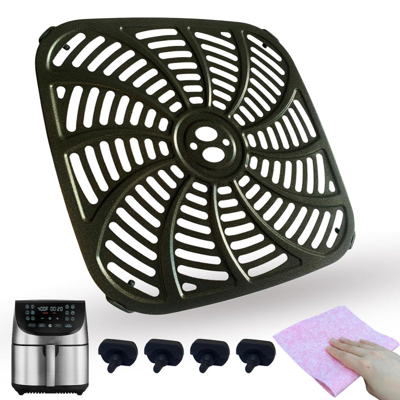 GSZN 8QT Square Air Fryer Grill Pan for Gourmia GAF856 Air Fryers, Upgraded Nonstick Air Fryer Grill Plate Insert Rack Crisper Tray Plate Grate Grid Shelf for Gourmia 8QT Air Fryers, Dishwasher Safe - Image 1