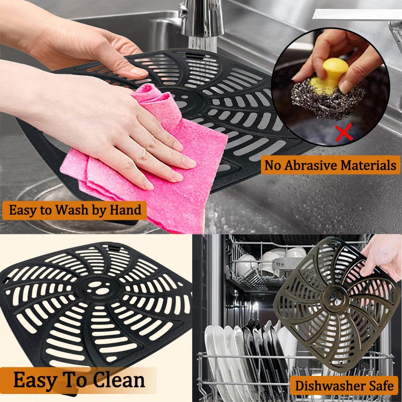 GSZN 8QT Square Air Fryer Grill Pan for Gourmia GAF856 Air Fryers, Upgraded Nonstick Air Fryer Grill Plate Insert Rack Crisper Tray Plate Grate Grid Shelf for Gourmia 8QT Air Fryers, Dishwasher Safe - Image 4