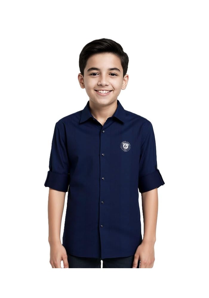 CHARCHIT Boys Cotton Full Sleeves Solid Shirt - Image 1
