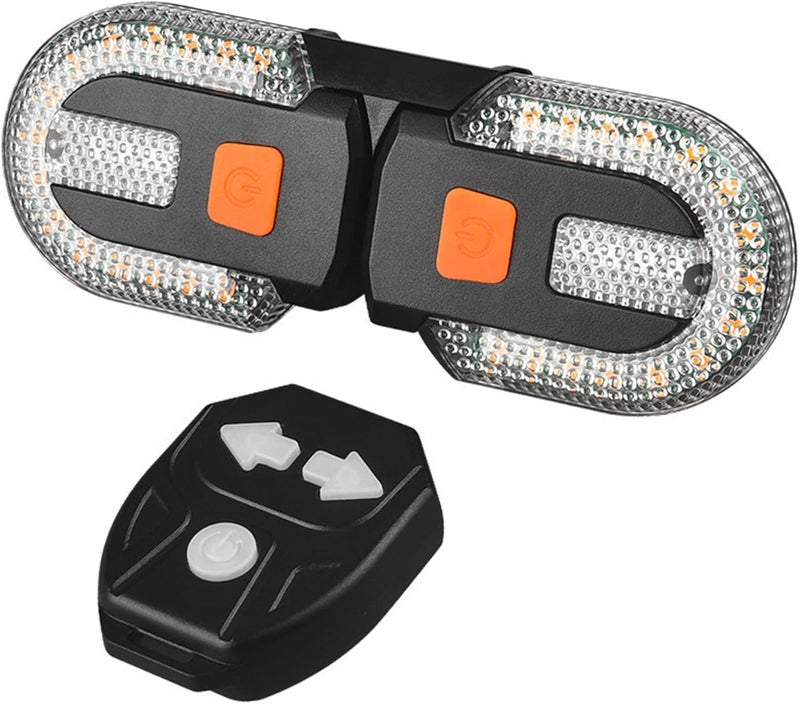 Bike Turn Signals Waterproof Remote Control 5 Mode Bike Tail Light with Right & Left Light 600mAh 30lm USB Rechargeable Yellow & Red LED Rear Bike Light for Night Riding Bike Brake Light - Image 2