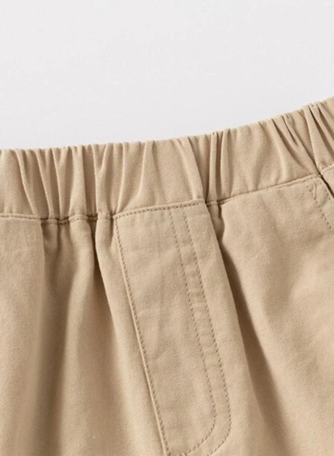 YUNIQEE Beige Regular Fit Mid Rise Applique Shorts