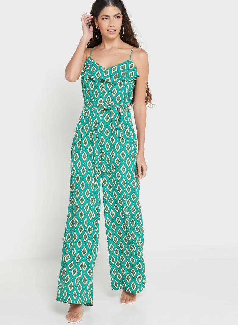 ONLY Printed Tie Detail Jumpsuit