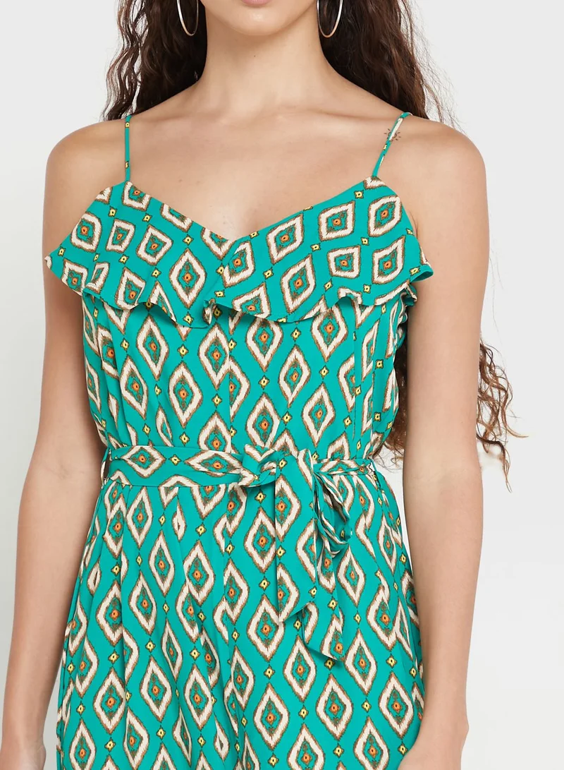 ONLY Printed Tie Detail Jumpsuit