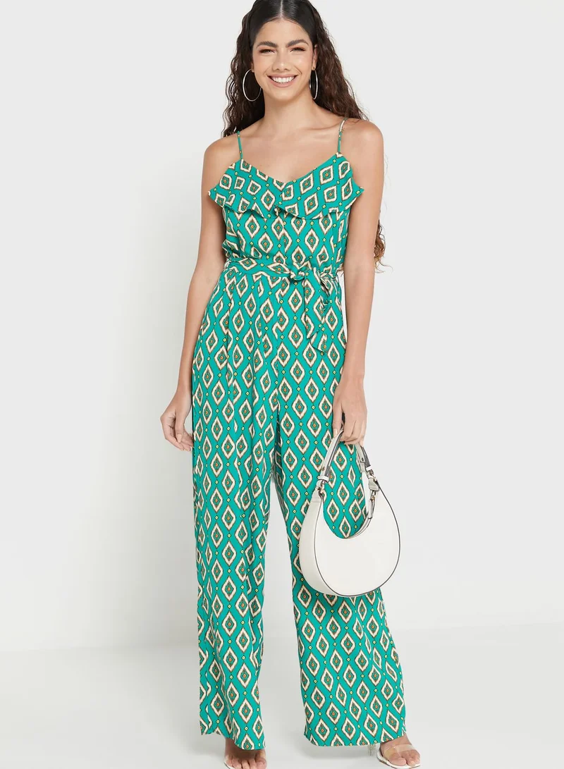 ONLY Printed Tie Detail Jumpsuit