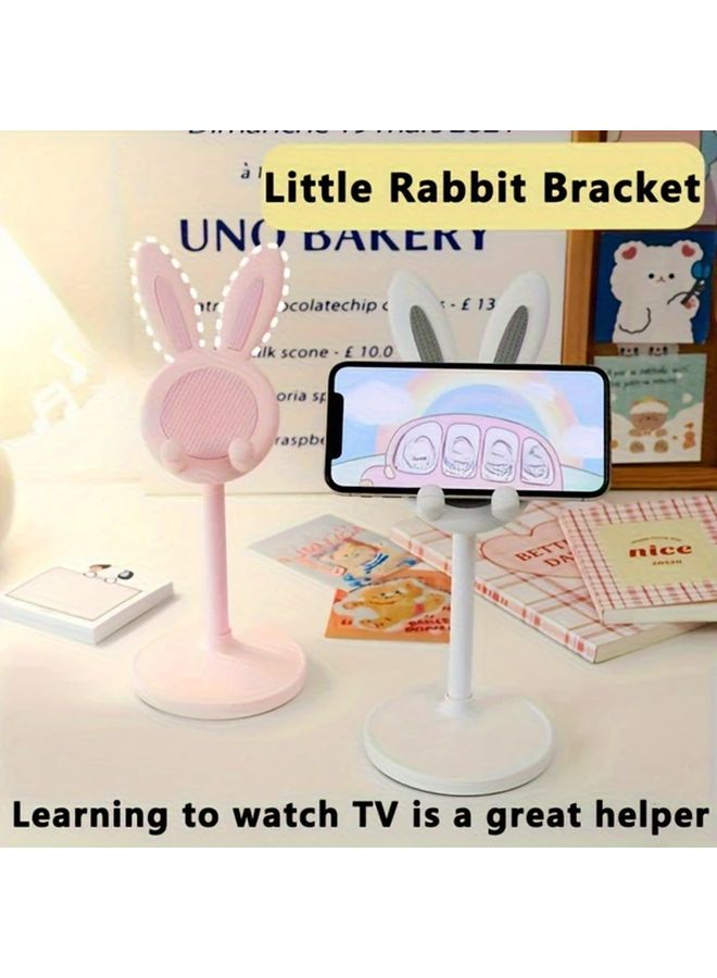 White Flexible Rabbit Ears Phone Stand Universal Desktop Mobile Holder For Selfie Live Streaming - Image 5