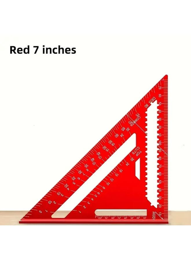 Red Aluminum Woodworking Square Triangular Ruler Serrated Edge For Accurate Measurements - Image 1