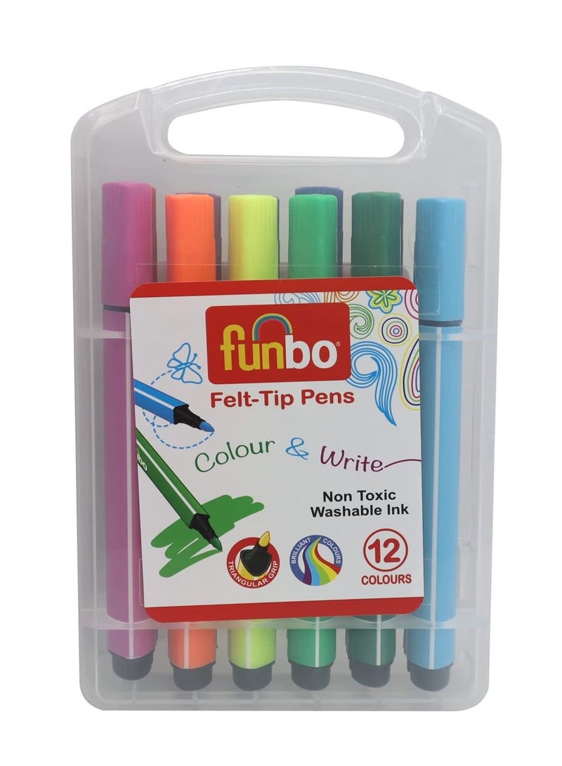 12-Piece Felt Tip Pen with Triangular Grip