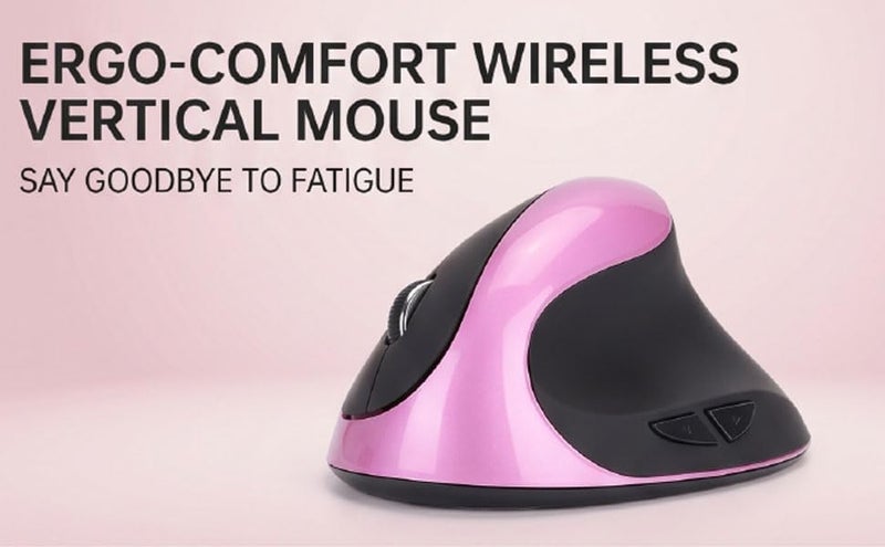 Vertical Ergonomic Mouse, 2.4G Wireless Vertical Mouse with Optical Tracking 800 1200 1600 DPI 6 Buttons Rechargeable for Laptop PC Office Home Users - Image 2