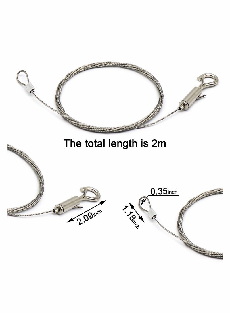 KASTWAVE 4Pcs Adjustable Picture Hanging Wire with Loop and Hook, 6.5ft (2Meters) Heavy Duty Picture Hanging Wire Kit, Stainless Steel Hanging Wire Rope for Mirror, Picture, Light/Lamp Holder - Up to 20KG - Image 2