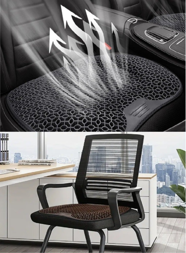 【وسادة مقعد سيليكون】 تصميم قرص العسل السميك للغاية لتخفيف الضغط وعدم الانزلاق والتنفس - مثالي لكراسي المكتب ومقاعد السيارة والكراسي المتحركة والمنزل والسفر - Image 1