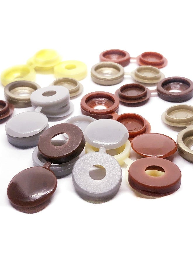 Youu 50 Pieces Plastic Hinged Screw Cover Caps Washer Flip Tops - 5 Colors Choose - Dark Brown  - Image 5
