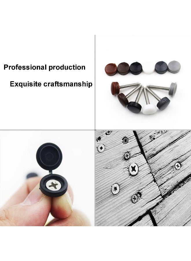 Youu 50 Pieces Plastic Hinged Screw Cover Caps Washer Flip Tops - 5 Colors Choose - Dark Brown  - Image 3
