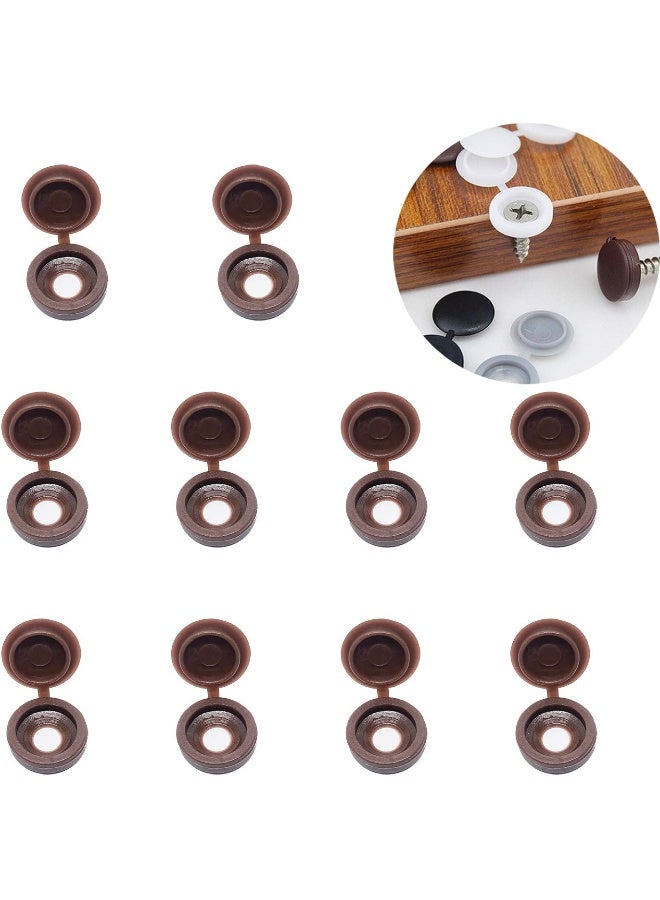Youu 50 Pieces Plastic Hinged Screw Cover Caps Washer Flip Tops - 5 Colors Choose - Dark Brown  - Image 1