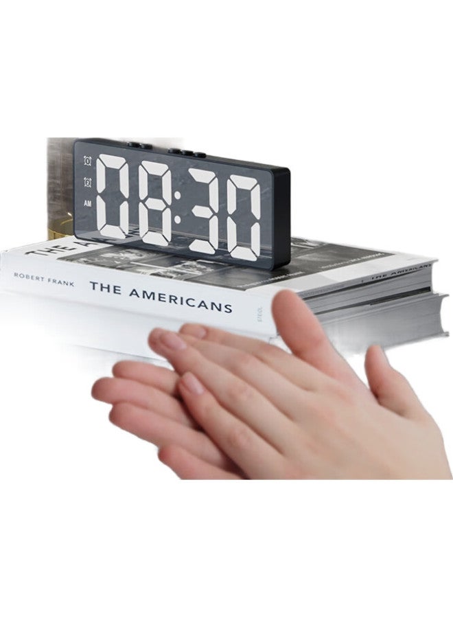 Compas Creative Led Large Screen Clock Night Light Electronic Alarm Clock Living Room Bedroom Table Clock Student Alarm Clock 810 White - Image 2