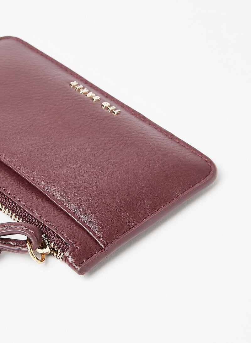 NIBEMINENT Knotted Detail Zip Card Holder Maroon - Image 4
