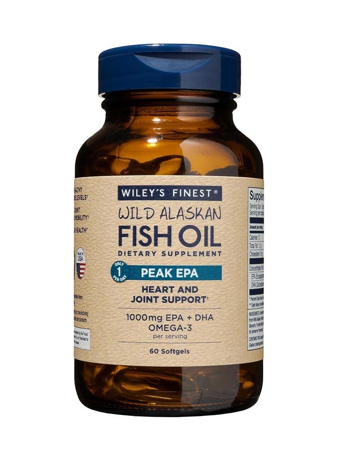 Wiley's Finest Wild Alaskan Fish Oil Peak EPA 1000 mg EPA plus DHA Omega 3 60 Softgel - Image 1