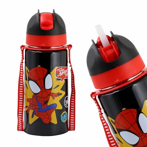 SKi Homeware TANGO Stainless Steel-304 grade Water Bottle for School, Kids favourite character prints | wide mouth | leak proof sipper | light weight | BPA Free & Food Grade - 550ML (Spidey Team) - Image 1
