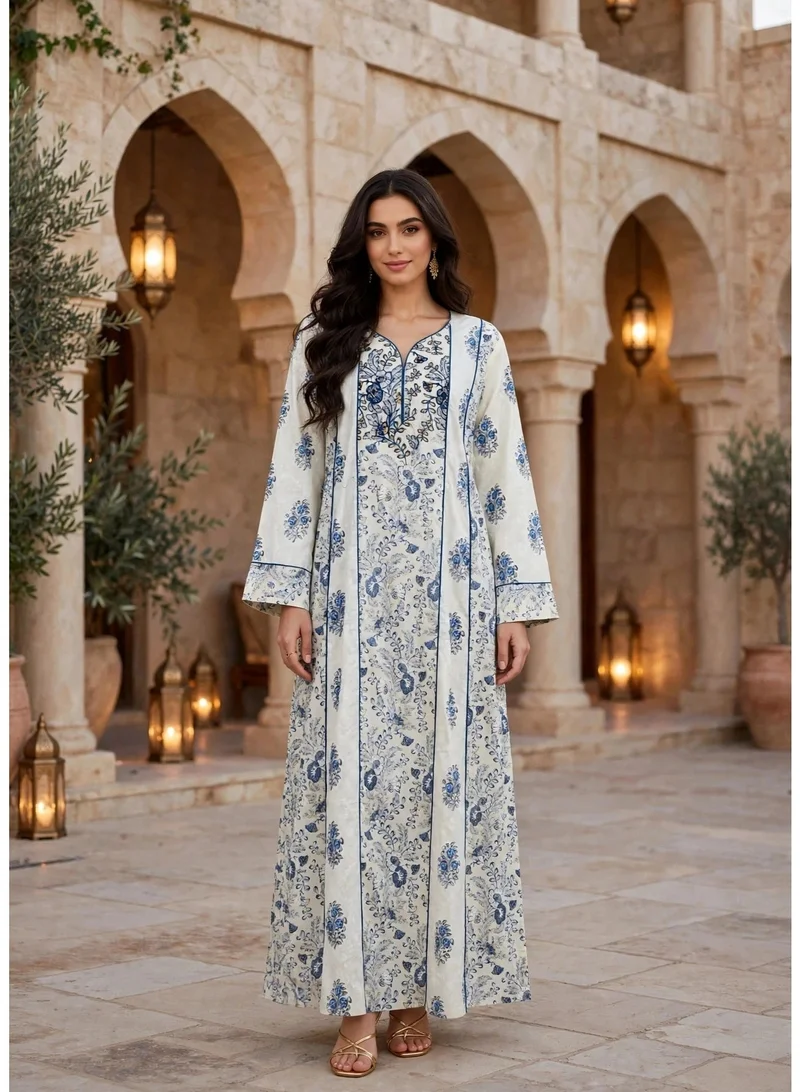 Ikkxa Timeless Garden Elegance Jalabiya IK214Blue