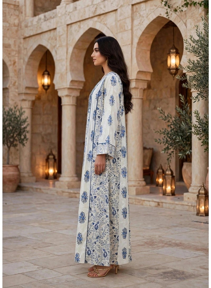 اكسا جلابية أناقة الحديقة الخالدة IK214Blue - Image 4