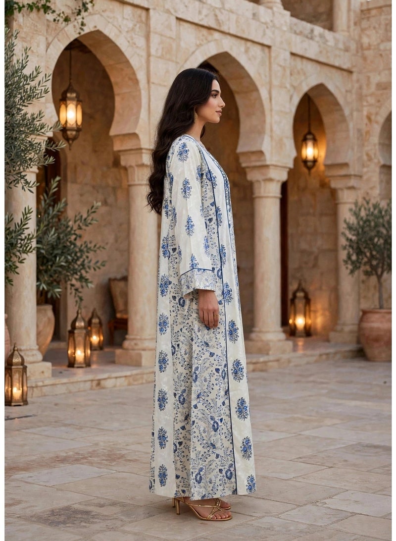 اكسا جلابية أناقة الحديقة الخالدة IK214Blue - Image 5