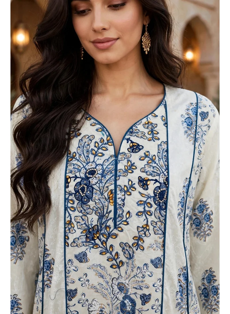 Ikkxa Timeless Garden Elegance Jalabiya IK214Blue