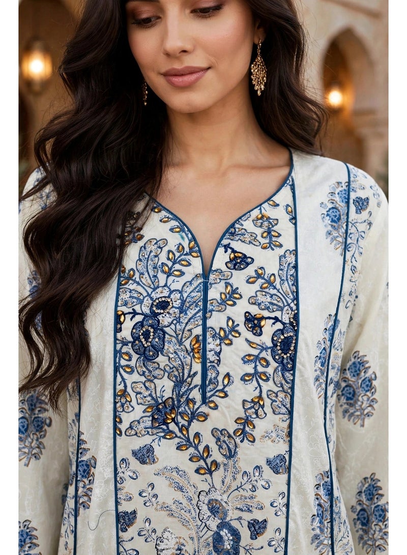 اكسا جلابية أناقة الحديقة الخالدة IK214Blue - Image 2