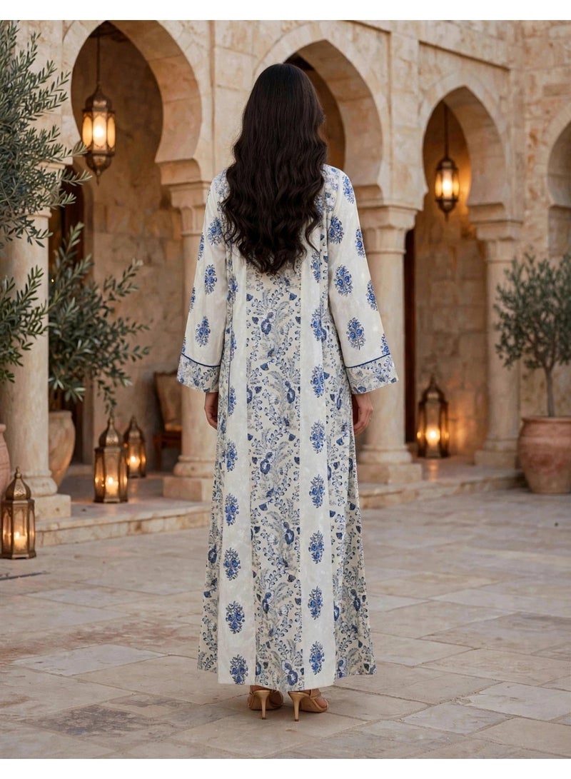 اكسا جلابية أناقة الحديقة الخالدة IK214Blue - Image 3