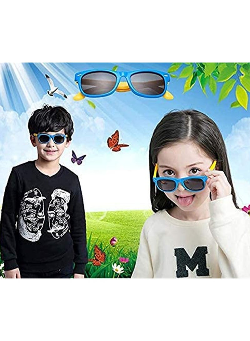 SYOSI Kids Sunglasses, Rubber Flexible Frame Sunglasses Toddler Eyewears, Polarized Sunglasses, Neon Sunglasses for Kids Boys Girls of 3-10 Years Old, Birthday Party Beach Pool Supplies, Blue  - Image 4