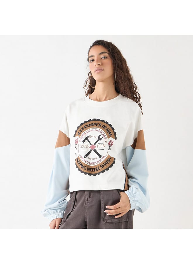 Lee Cooper Lee Cooper Printed T-shirt with Crew Neck and Long Sleeves  - Image 1