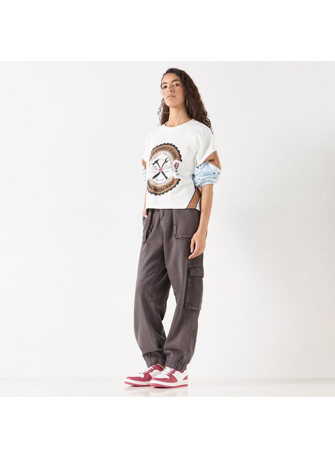 Lee Cooper Lee Cooper Printed T-shirt with Crew Neck and Long Sleeves  - Image 2