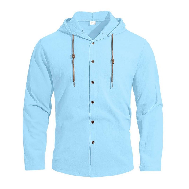 Men's Cotton Hooded Long Sleeve T-Shirt - Image 3